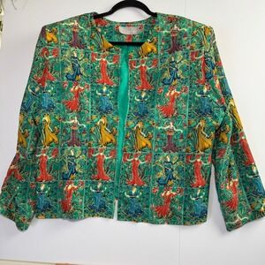 AC Sport Vintage Art Nouveau Goddess Print Blazer Jacket Fairycore Size 20W